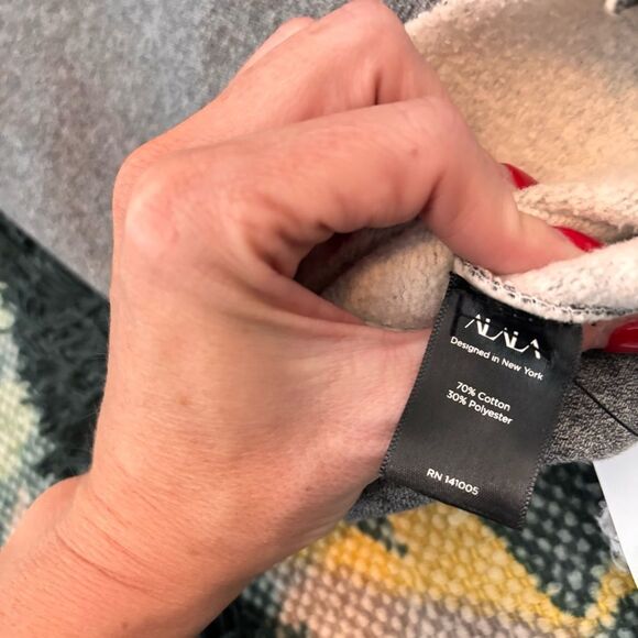 Alala Bell Sleeve Raw Edge velvet stripe Sweatshirt Activewear Top Grey XS - Picture 9 of 10